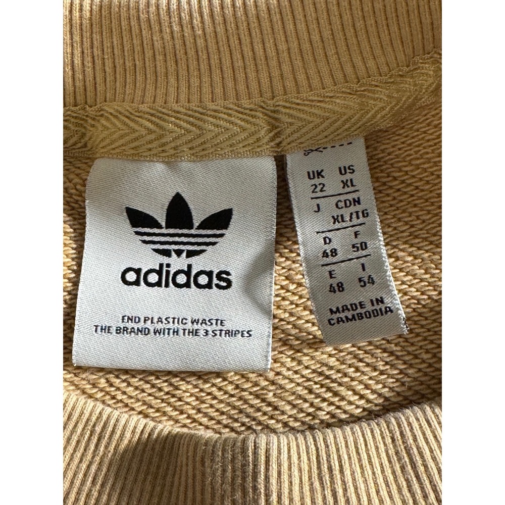 Adidas Originals Adicolor Essentials Cropped Sweatshirt Tan Beige XL 3-Stripes - Picture 3 of 7